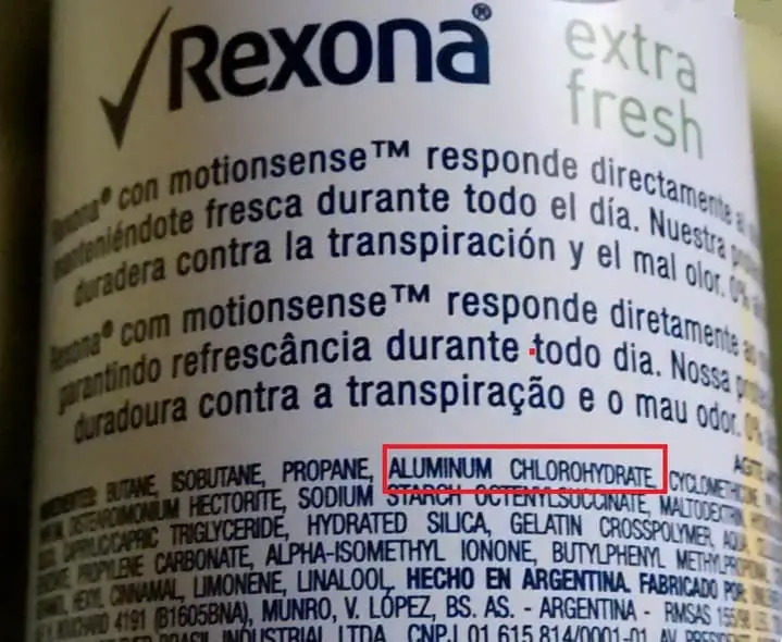 ingredientes de un desodorante rexona