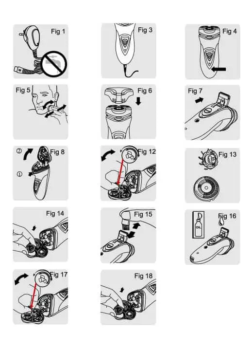 fragmento de manual de instrucciones de afeitadora Adler